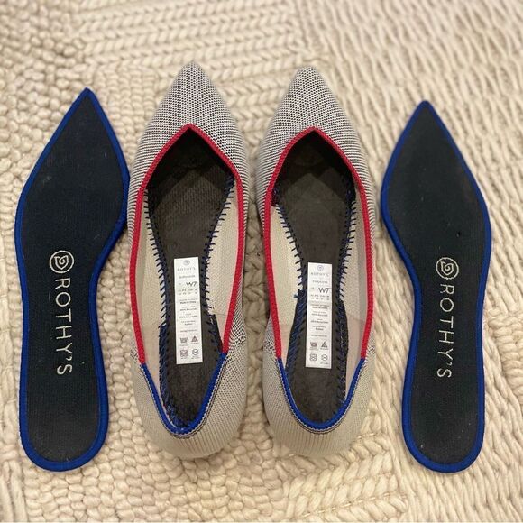 Rothy's Piped Point Grey Gray The Point Flat RARE Retired 7 Hard to Find Unicorn - Picture 5 of 8